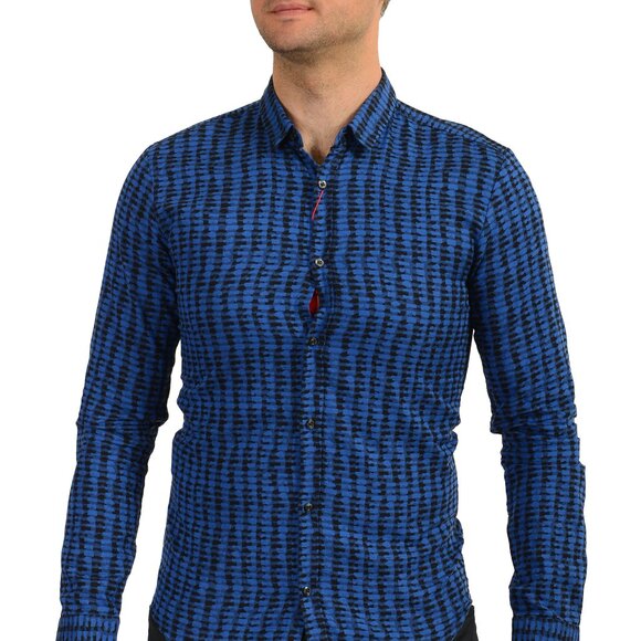 Hugo Boss Men's "Ero3-W" Extra Slim Fit Abstract Print Casual Shirt US S IT 48 - Picture 1 of 6